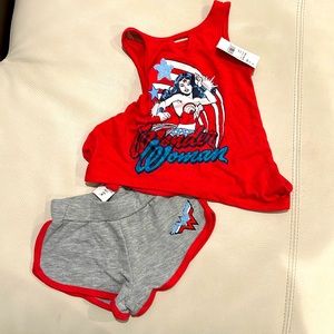 Toddler Girls 12M wonder woman shorts/tank top matching set
